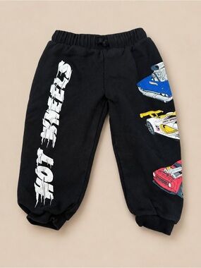 Zara Hot Wheels Boys Black Graphic Jogger Sweatpants 4T
